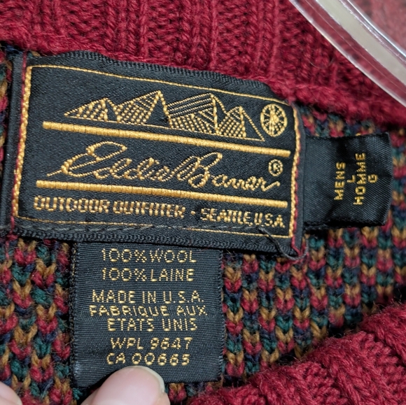 Eddie Bauer Vintage Wool Tartan Grandpa Sweater, Size:L, Colors: Multi Color - Picture 2 of 4